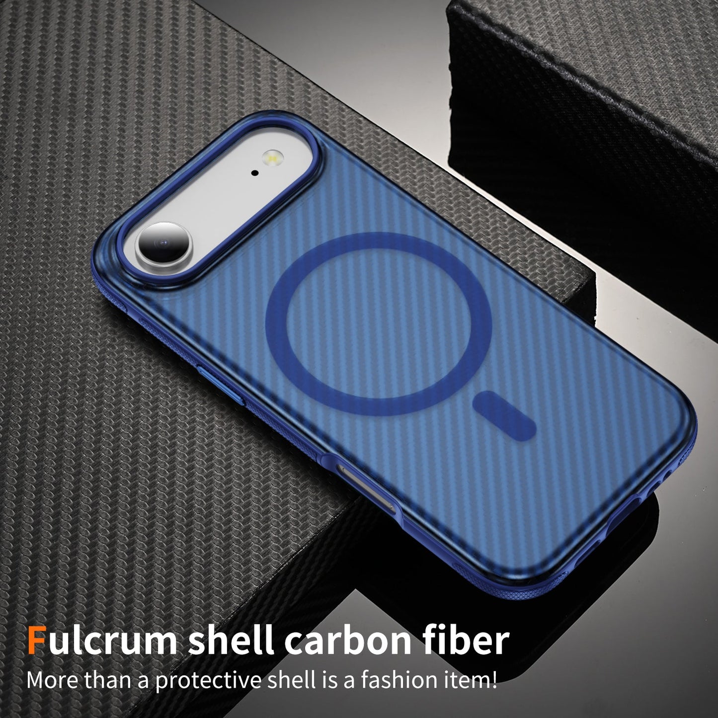 Blue Magnetic Hard Shell Carbon Fiber Case for iPhone 17 Air