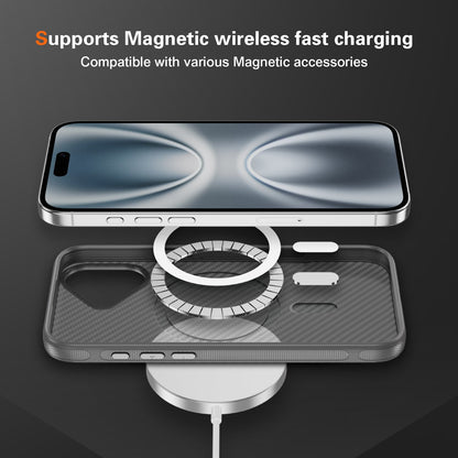 Light Gray Magnetic Hard Shell Carbon Fiber Case for iPhone 17 6.1