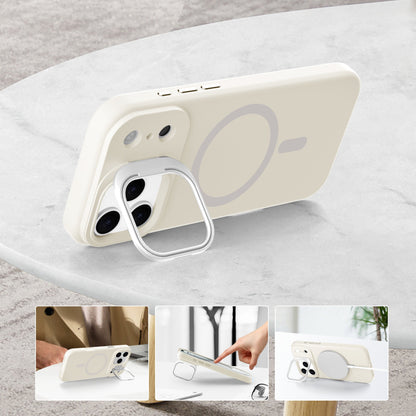 Off-White Silicone Camera Kickstand with Magnetic Compatibility for iPhone 17 Pro Max with package