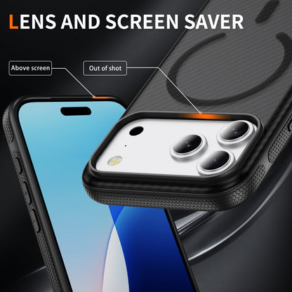 Black Magnetic Hard Shell Carbon Fiber Case for iPhone 17 Pro