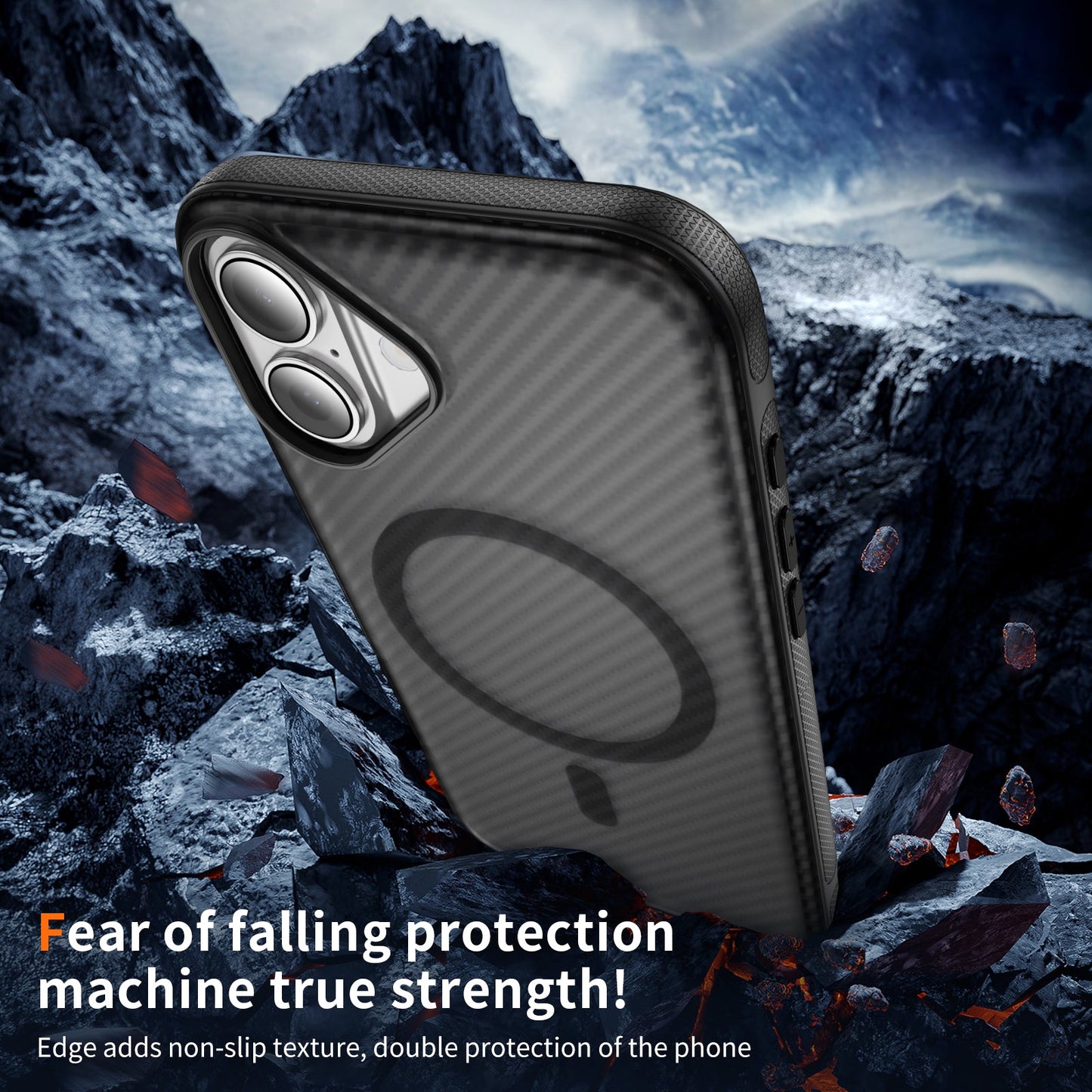 Black Magnetic Hard Shell Carbon Fiber Case for iPhone 17 6.1