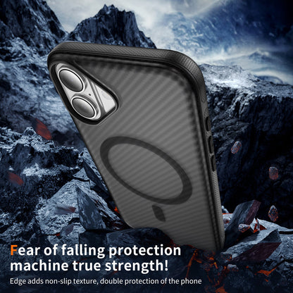 Black Magnetic Hard Shell Carbon Fiber Case for iPhone 17 6.1