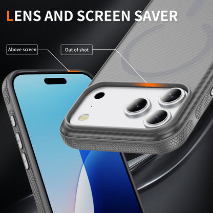 Light Gray Magnetic Hard Shell Carbon Fiber Case for iPhone 17 Pro Max