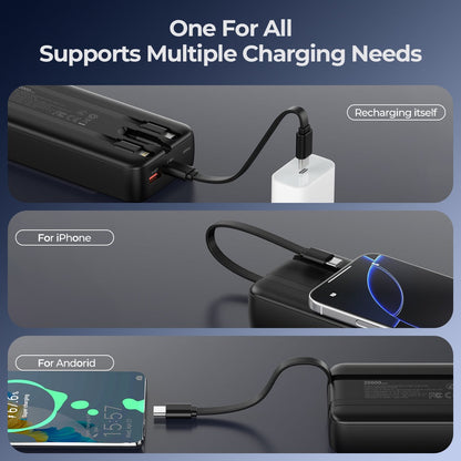 ESEEKGO P-12B 10000 mAh Power Bank With Built-in 3 Cable