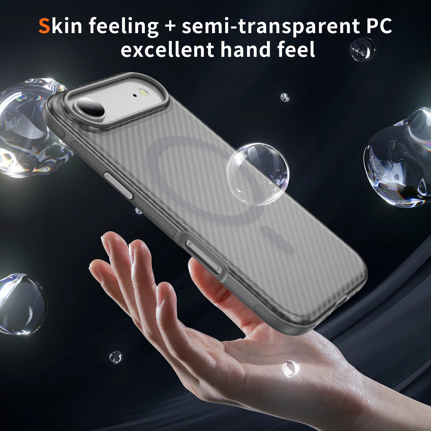 Light Gray Magnetic Hard Shell Carbon Fiber Case for iPhone 17 Air