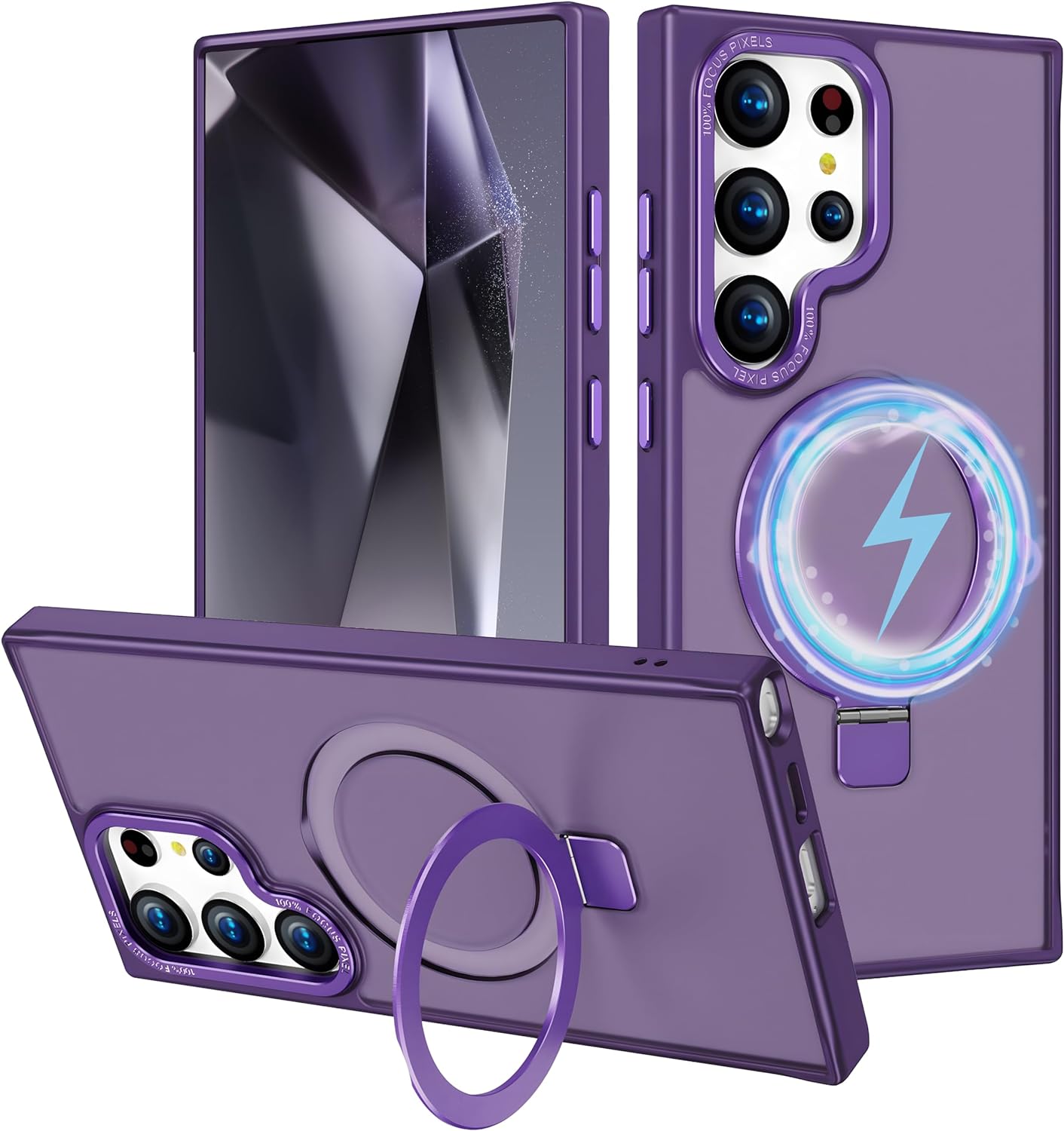 Purple Frosted Kickstand with Magnetic Compatibility for Samsung Galaxy S24 Plus