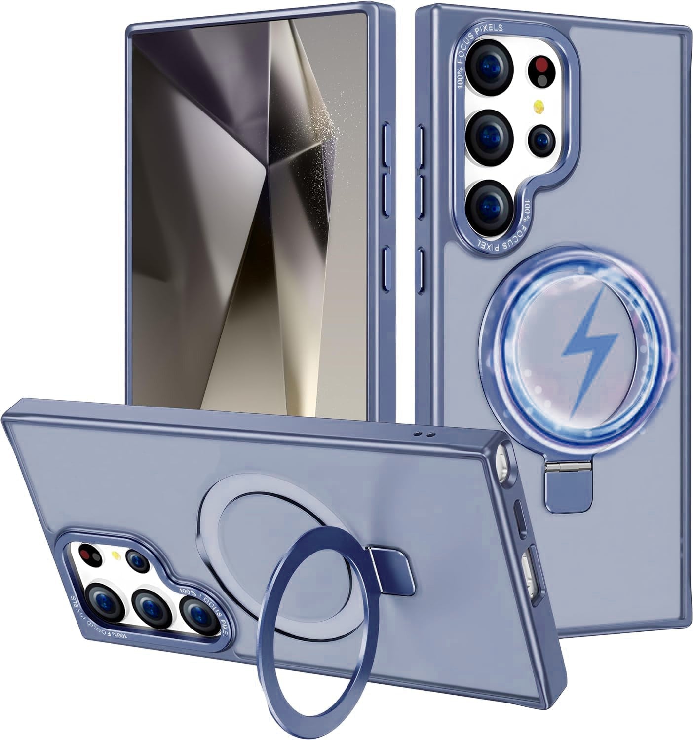 Blue Frosted Kickstand with Magnetic Compatibility for Samsung Galaxy S25
