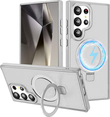 White Frosted Kickstand with Magnetic Compatibility for Samsung Galaxy S25 Edge