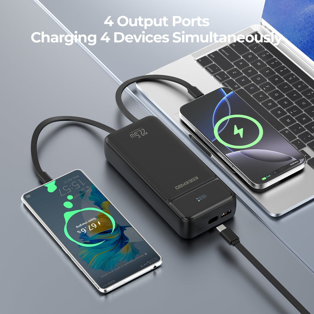 ESEEKGO P-12B 10000 mAh Power Bank With Built-in 3 Cable