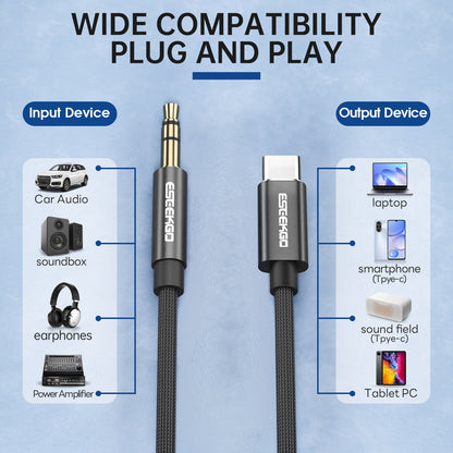 ESEEKGO AX-01 4FT Nylon Braided Type-C To 3.5mm Audio Cable