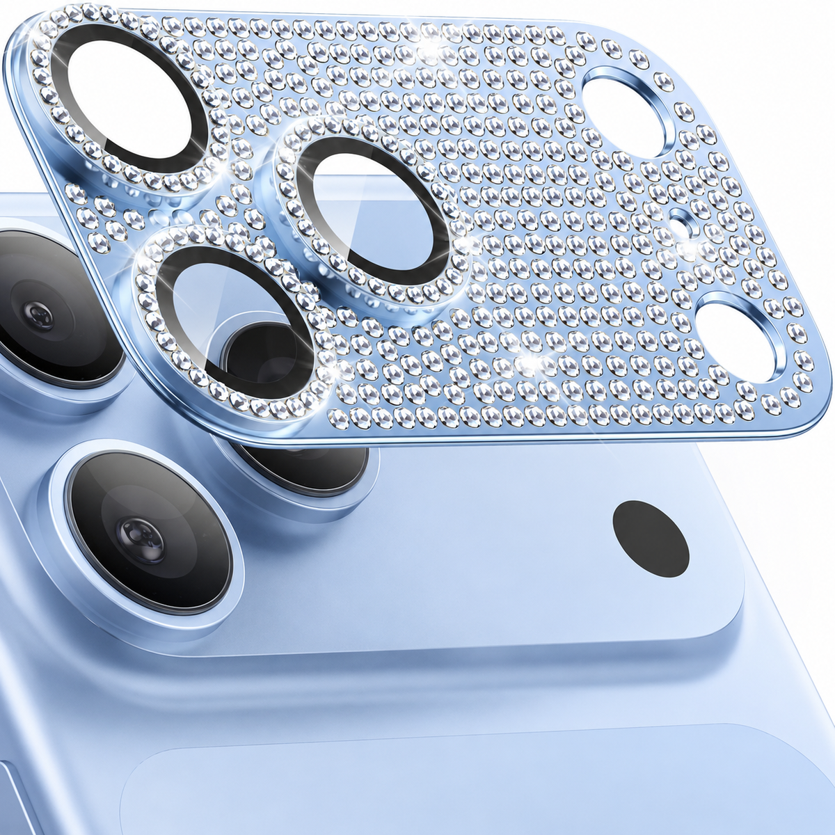 Light Blue Diamond Camera Protector for iPhone 18 Pro