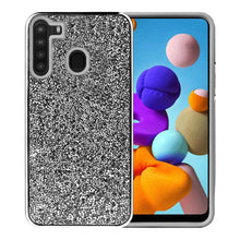 Samsung Galaxy A21 Deluxe Glitter Diamond Electroplated PC TPU Hybrid - Black