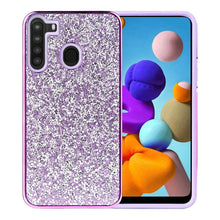 Samsung Galaxy A21 Deluxe Glitter Diamond Electroplated PC TPU Hybrid - Purple