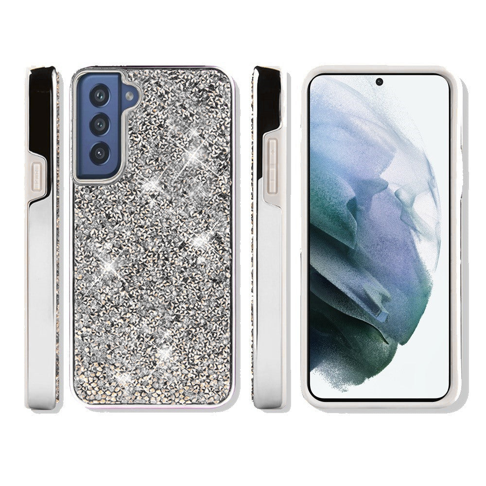 Silver S22 Deluxe Glitter Diamonds Electroplated PC TPU Hybrid