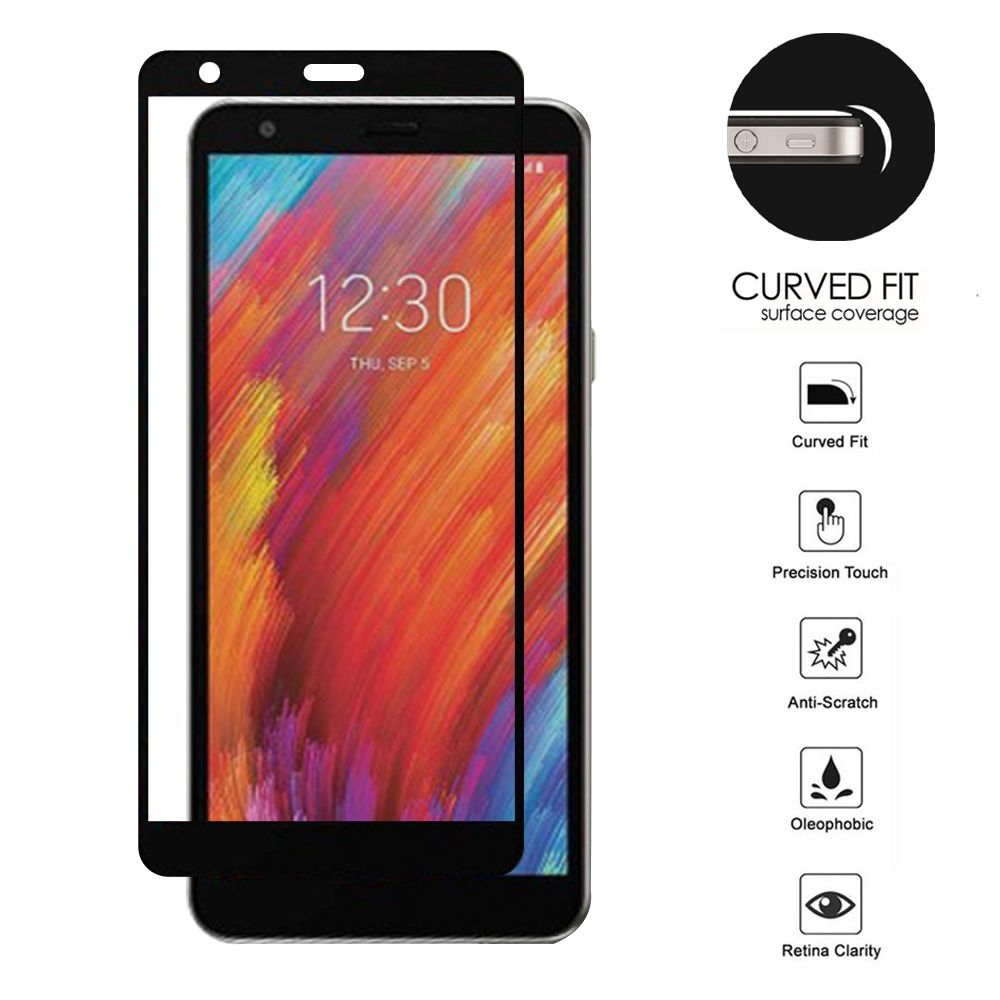 LG Aristo 4 Plus, Escape Plus, Tribute Royal Bulk White Paper Card Package Black edged Tempered Glass (Black)