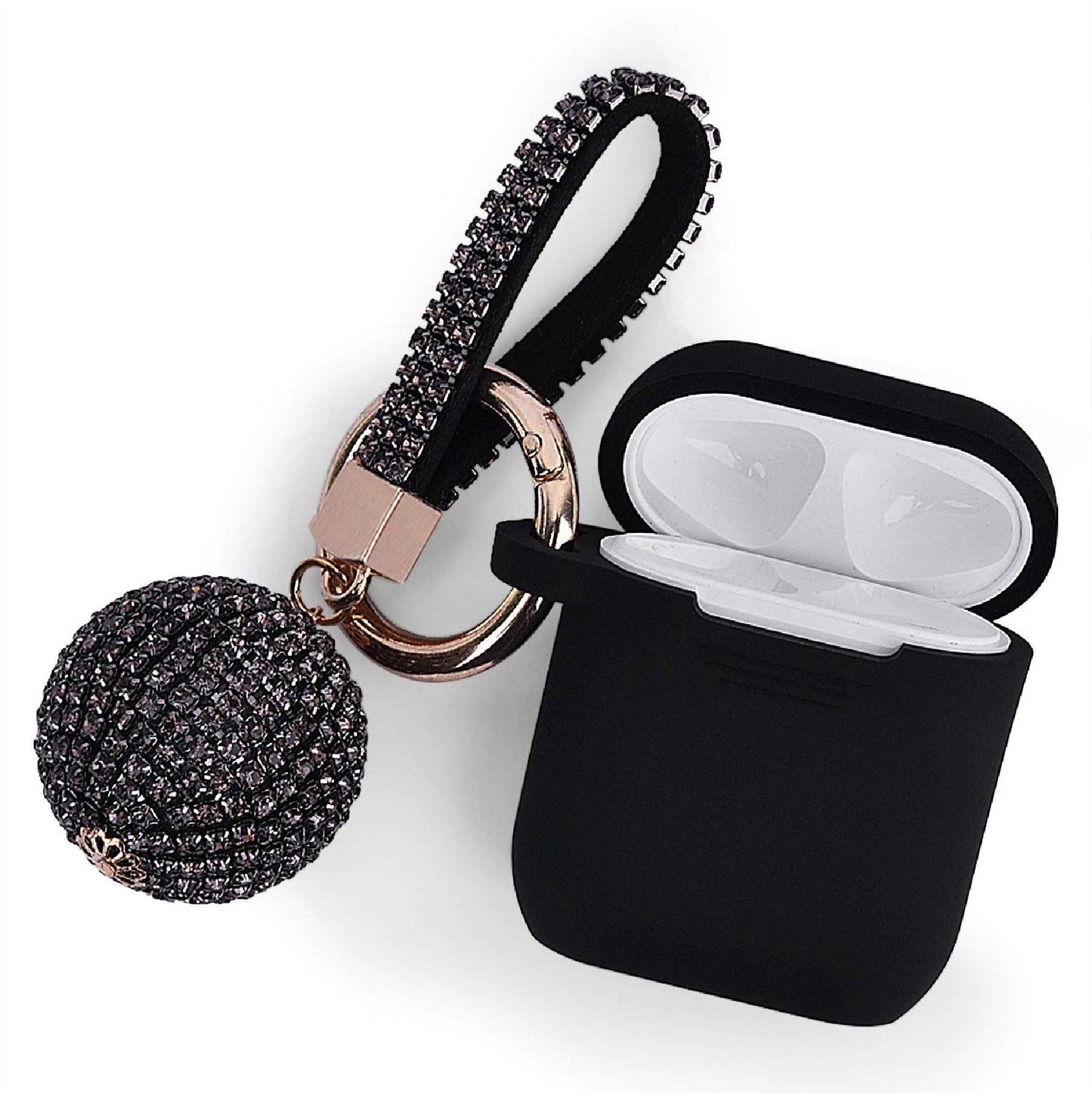 Black GLITTER AirPods Case with Glitter Keychain Ball