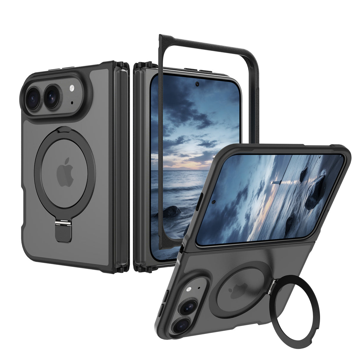 Black Frosted with 360° Magnetic Kickstand for iPhone Duo