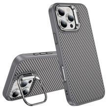 Gray Magnetic Camera Kickstand Carbon Fiber Case for iPhone 17 6.1