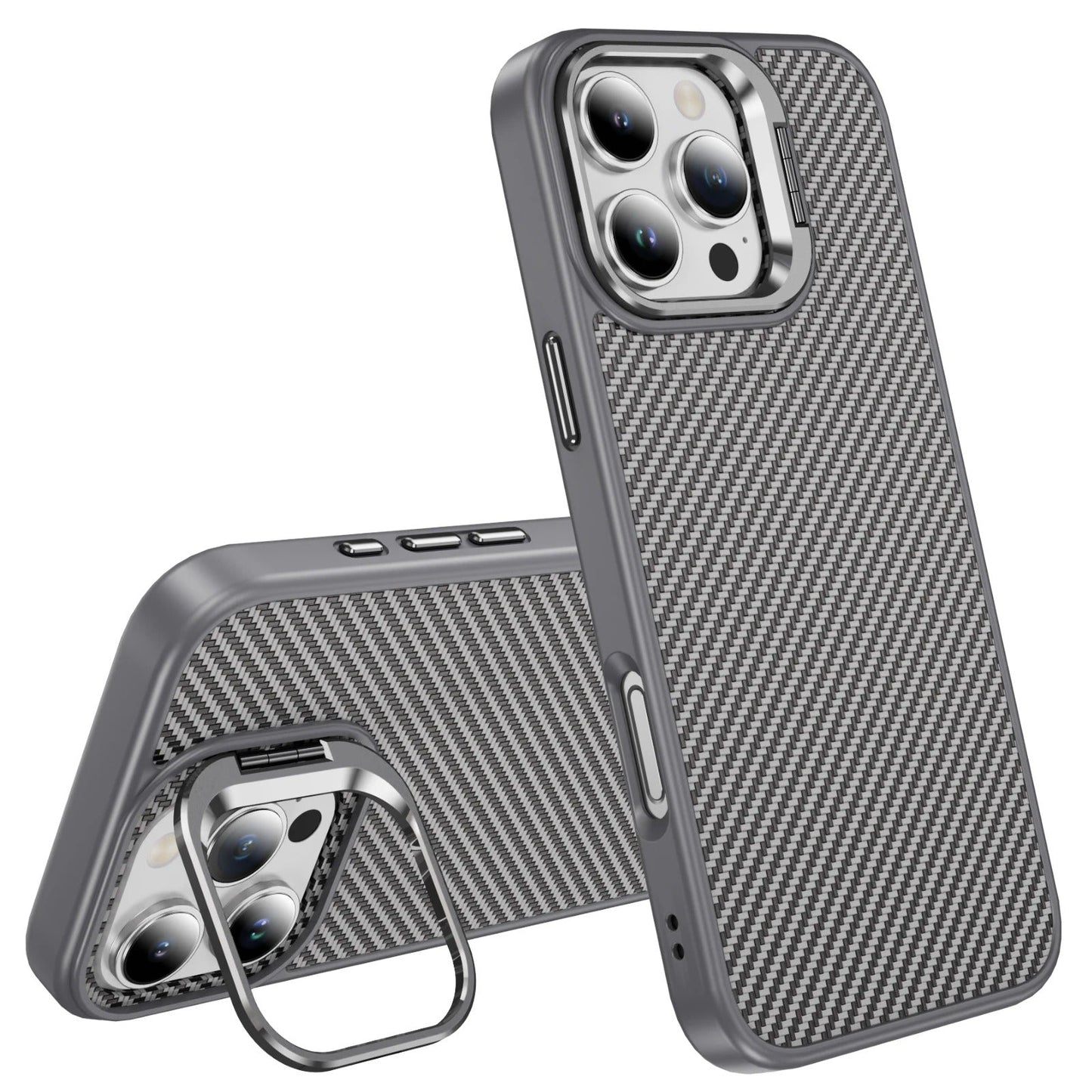 Gray Magnetic Camera Kickstand Carbon Fiber Case for iPhone 17 Air