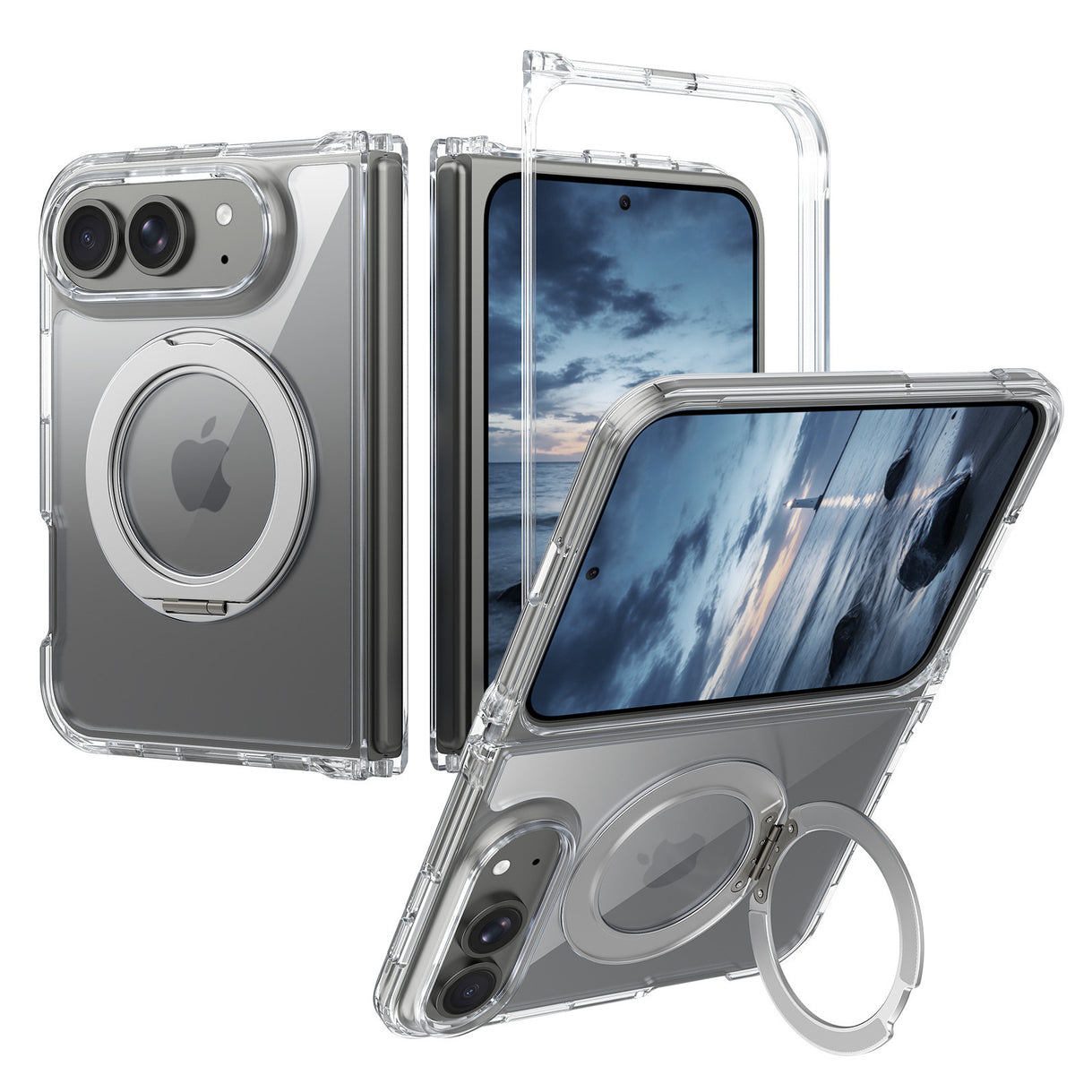 Clear Case 360° Kickstand with Magnetic Compatibility for iPhone Duo