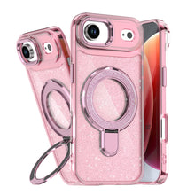 Pink Magnetic Transparent Glitter Kickstand Case for iPhone 17 Air