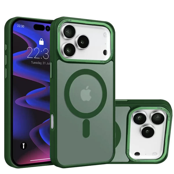 Dark Green Slim Smoked Bumper with Magnetic Compatibility for iPhone 17 Pro
