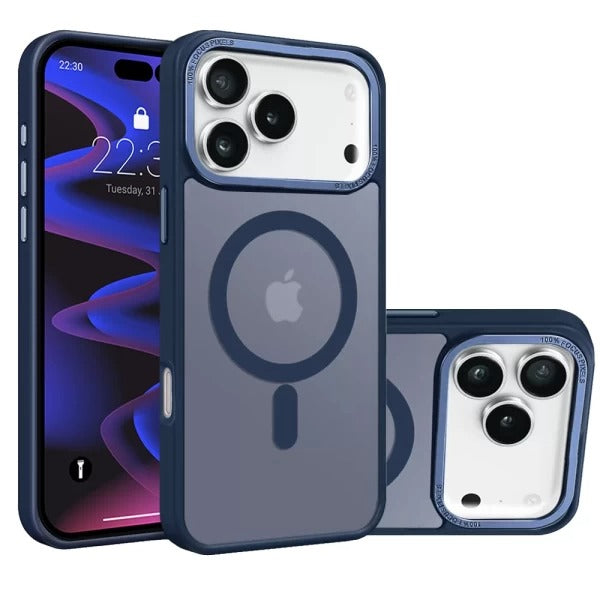Navy Blue Slim Smoked Bumper with Magnetic Compatibility for iPhone 17 Pro