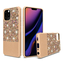 Gold iPhone 11 PRO PU Leather Glitter Hybrid with Chrome TPU