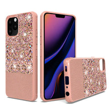 Rose Gold iPhone 11 PRO PU Leather Glitter Hybrid with Chrome TPU