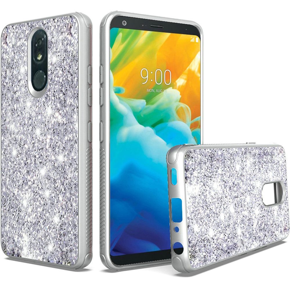 LG Stylo 5 Sparkle Glitter Bling Fused Hybrid - Silver