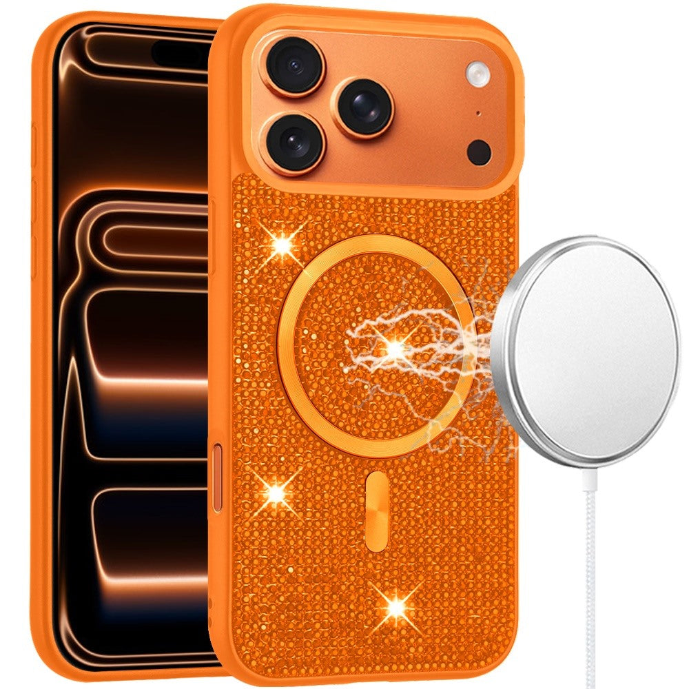 Orange Magnetic Diamond Case For iPhone 17 Pro Max