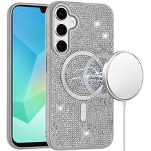 Silver Magnetic Diamond Case For Samsung A16 5G
