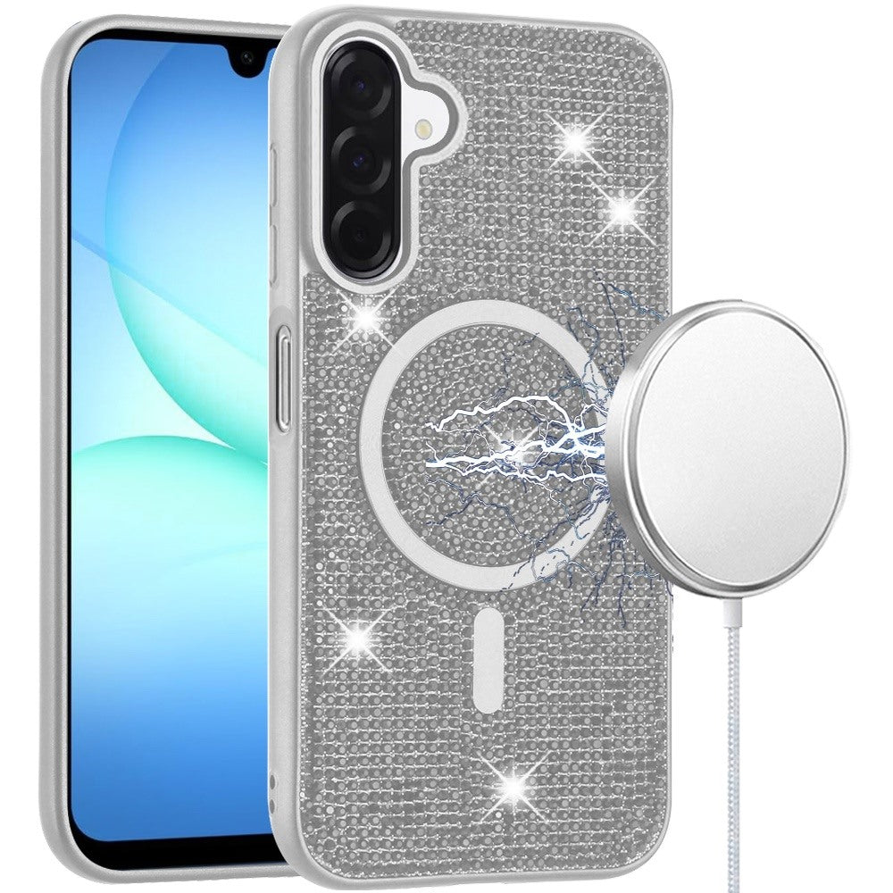 Silver Magnetic Dimaond Case For Samsung A17 5G