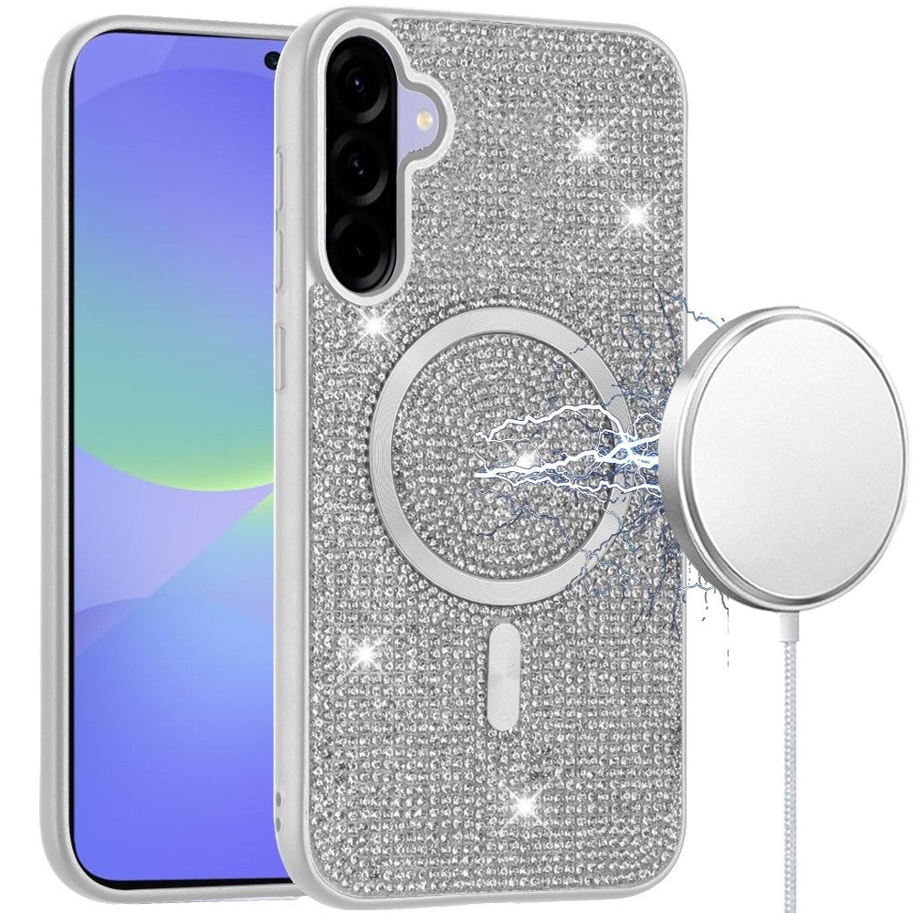 Silver Magnetic Diamond Case For Samsung Galaxy A37