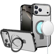 For iPhone 17 Pro Dotted Edged Line Transparent HQ Magnetic Ring Stand Hybrid - Black