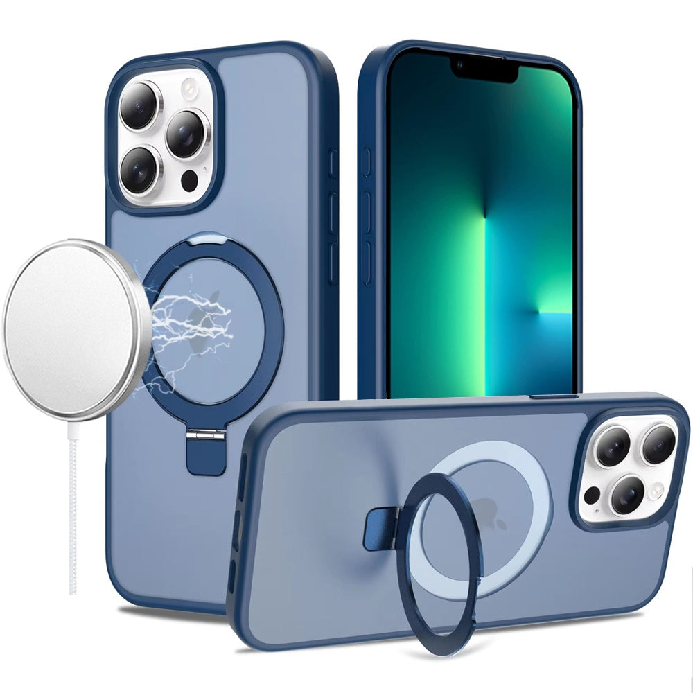 Blue Frosted Kickstand with Magnetic Compatibility For iPhone 13 Pro