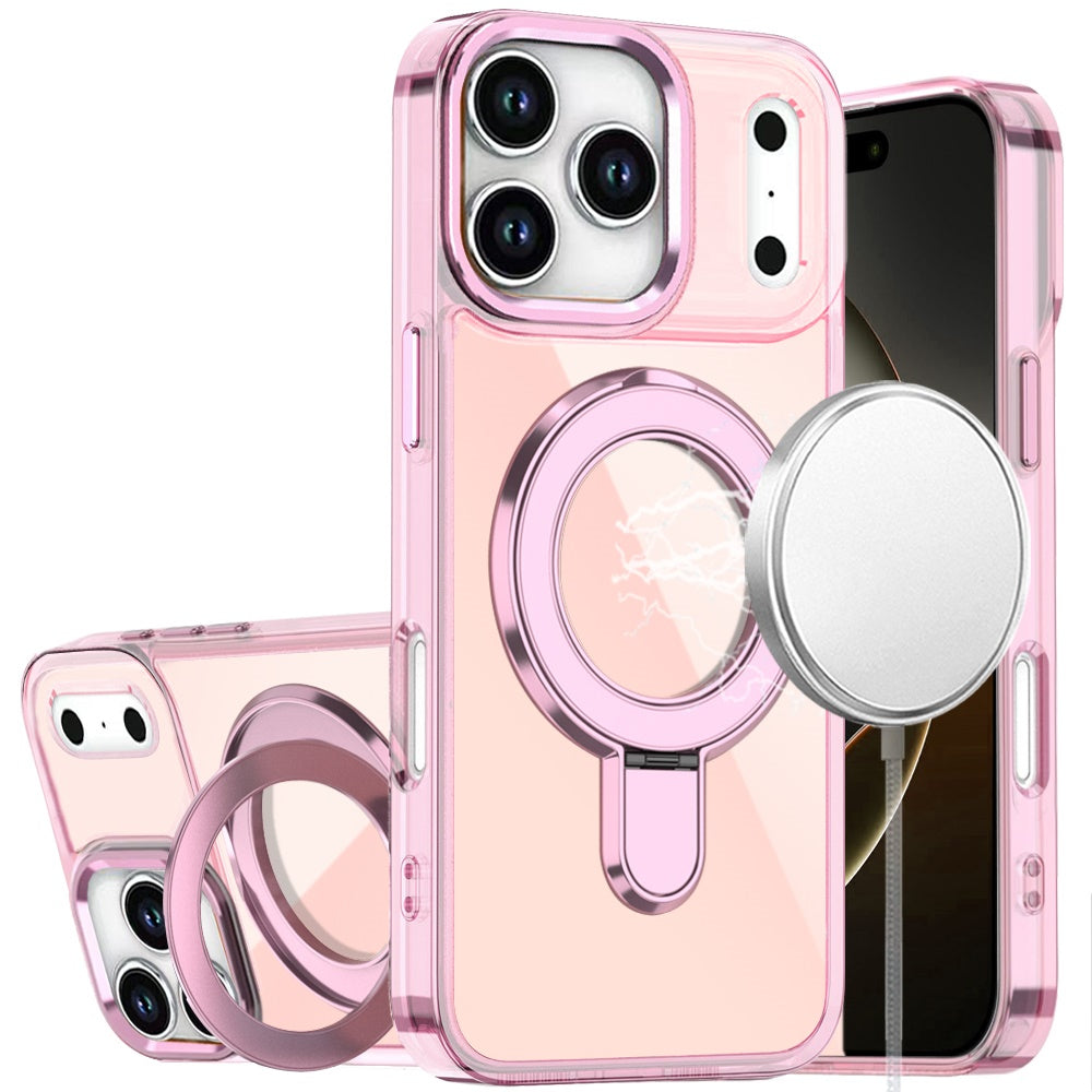 Light Pink Chrome Magnetic Kickstand For iPhone 17 Pro Max