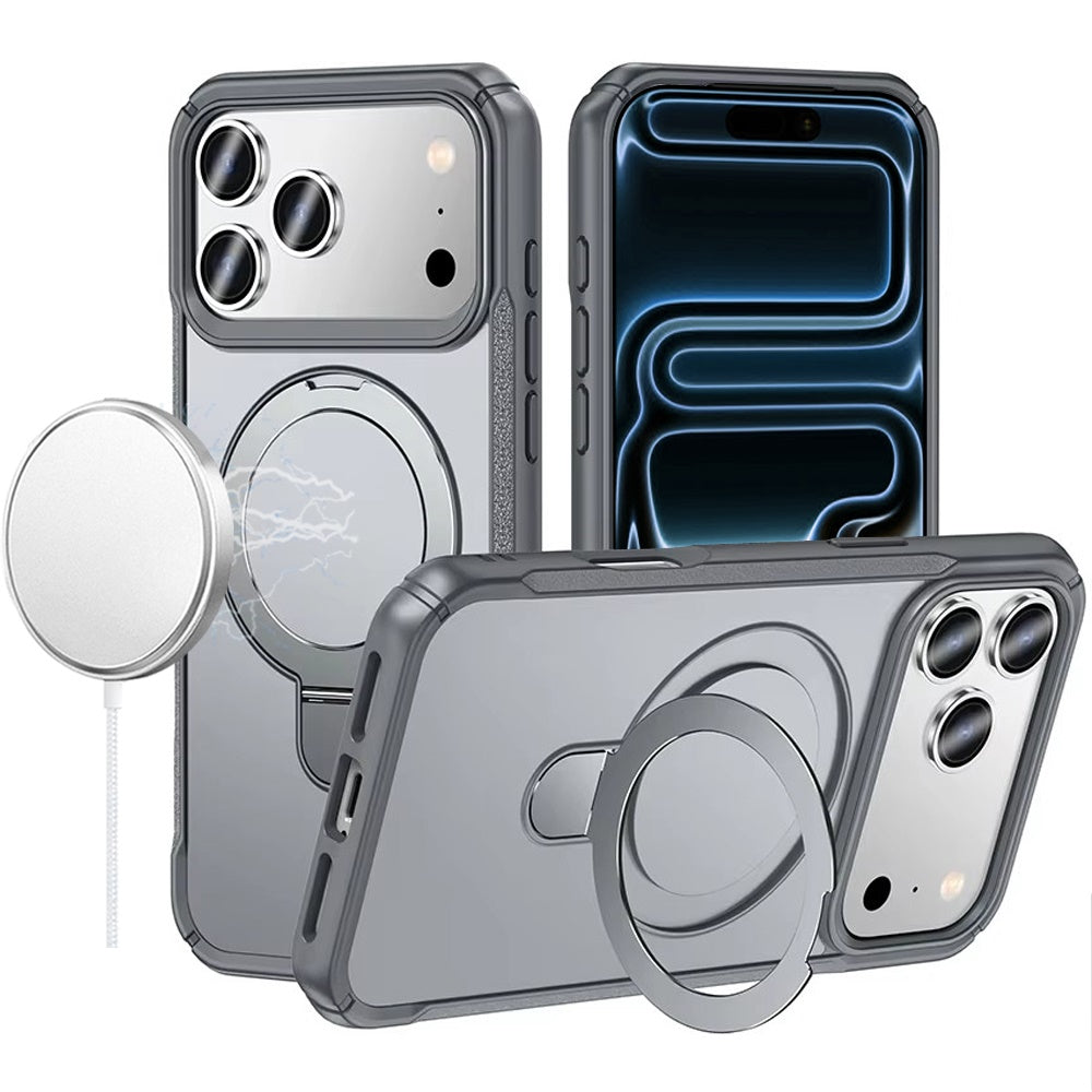 Gray Hybrid Kickstand Case For iPhone 17 Pro Max