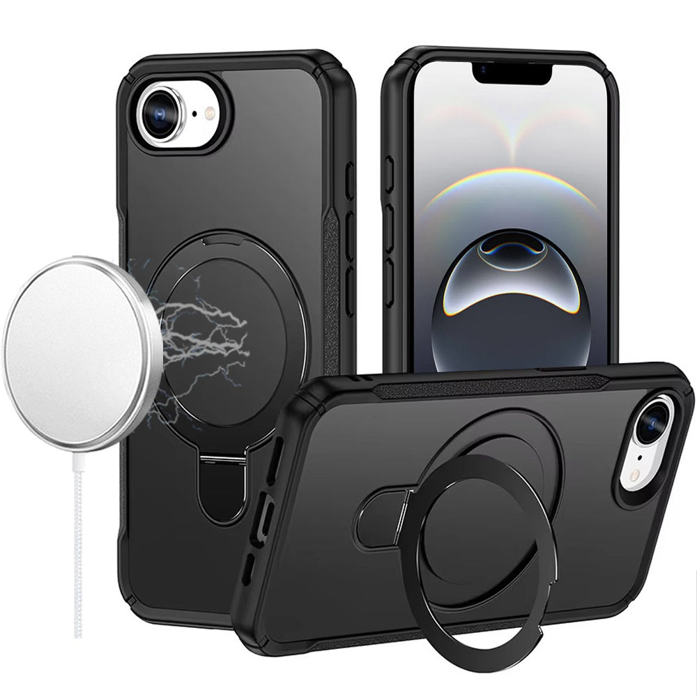 Black Matte Hybrid Case with Kickstand for iPhone 17e / 16e