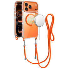 For iPhone 17 Pro Transparent HQ Clear Line Design Edged Hybrid [Magnetic Circle] with Matching Lanyard - Cosmic Orange
