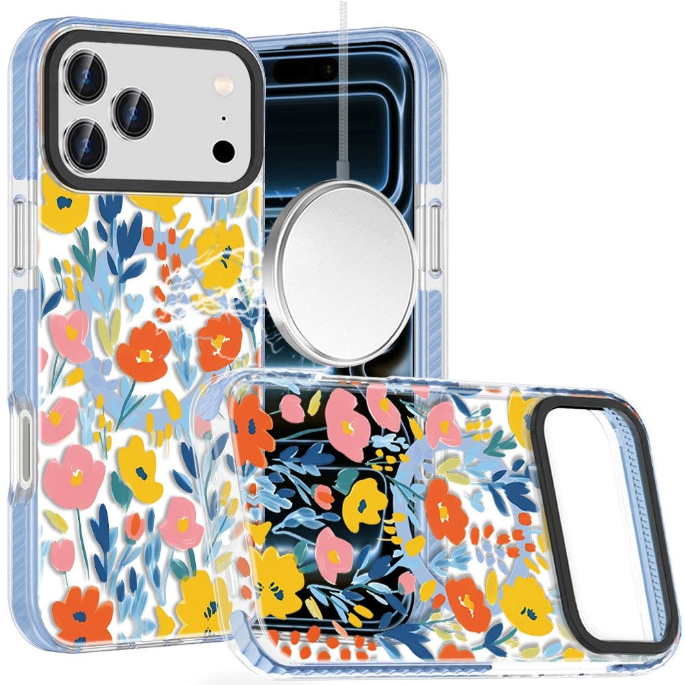 Blue Floral Magnetic Design For iPhone 17 Pro Max