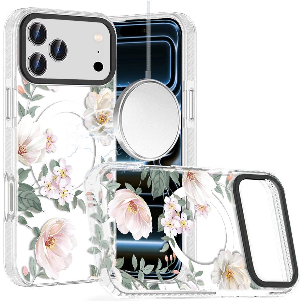White Floral Magnetic Design For iPhone 17 Pro Max