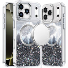 Black Magnetic Epoxy Glitter Case For iPhone 17 Pro