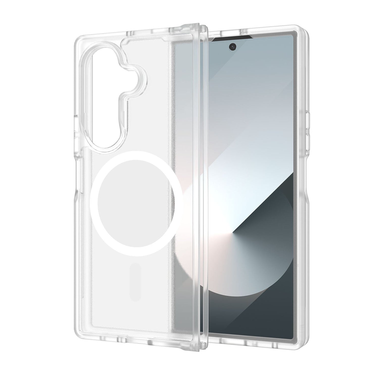 For Samsung Z Fold 7 [Magnetic Circle] Smooth Safe Matte Feel Hybrid Case - Clear