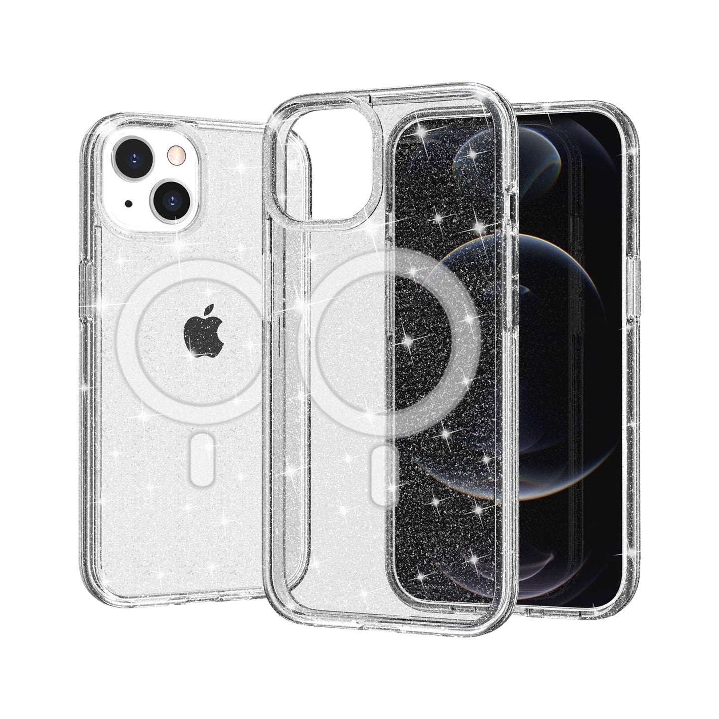 Clear iPhone 13 PRO MAX Magnetic Compatible Glitter TPU Bumper
