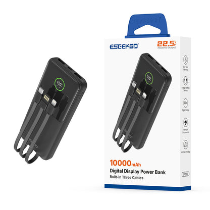 ESEEKGO P-11B 22.5W 10000mAh Power Bank With Built-in 3 Cables