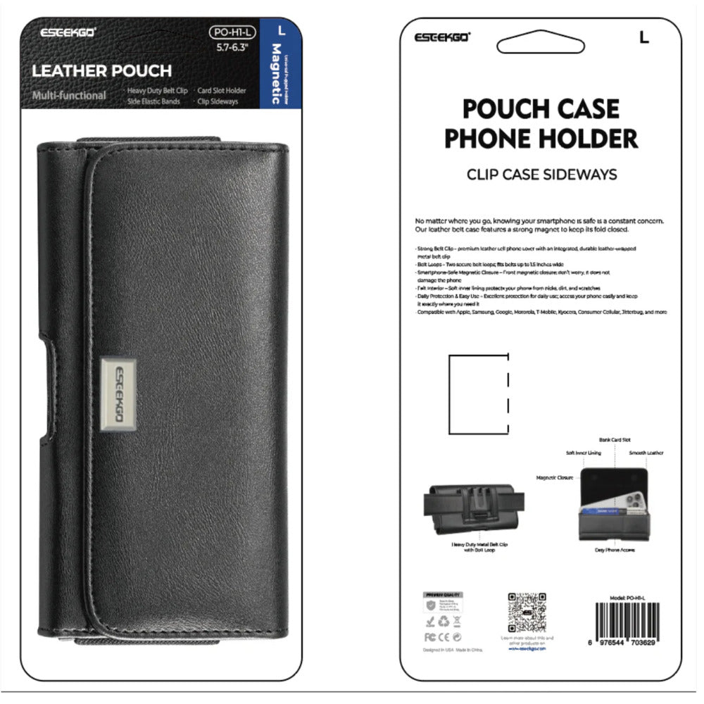 Universal Magnetic Leather Phone Pouch for 5.7-6.3 inch sizes