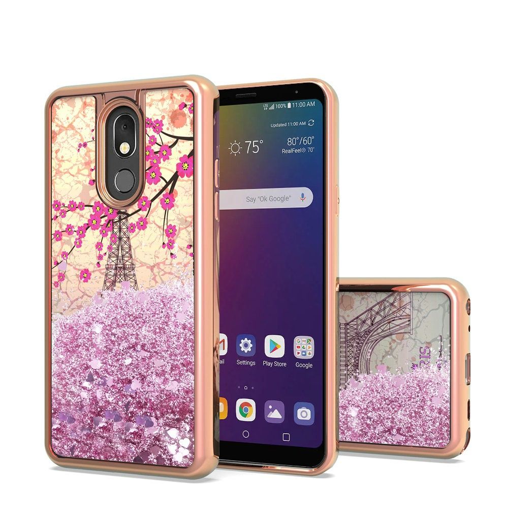 LG Stylo 5 Design Water Quicksand Glitter Chrome TPU - Eiffel Tower Paris