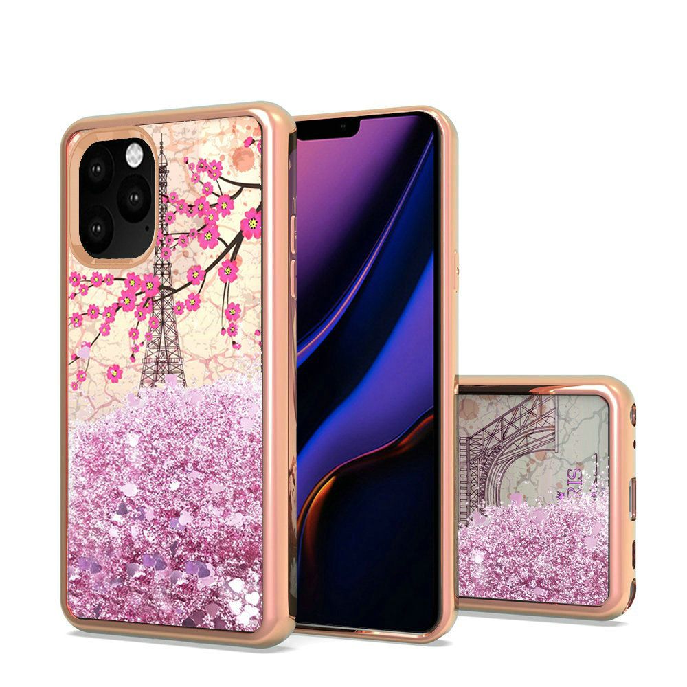 Eiffel Tower Paris iPhone 11 PRO Design Water Quicksand Glitter Chrome TPU