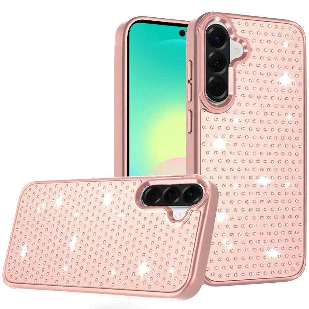 Rose Gold Chrome Edge Diamond Design Case For Samsung Galaxy A27